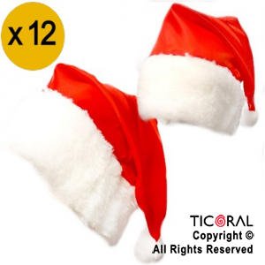 GORRO PAPA NOEL TAFETA CR X 12